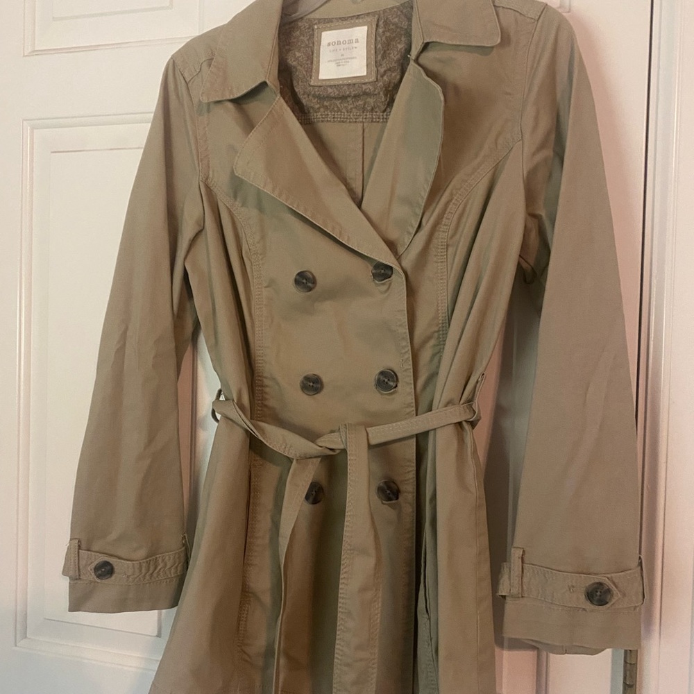 Women's Double-Breasted Trench Coat - Khaki